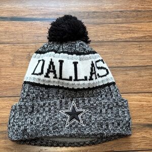 Dallas Cowboys Beanie Rare Black White New Era One Size Fits Most NFL Dak Pom
